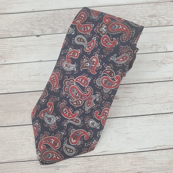 Christian Dior Tie Paisley Blue Red Silk - Picture 1 of 4